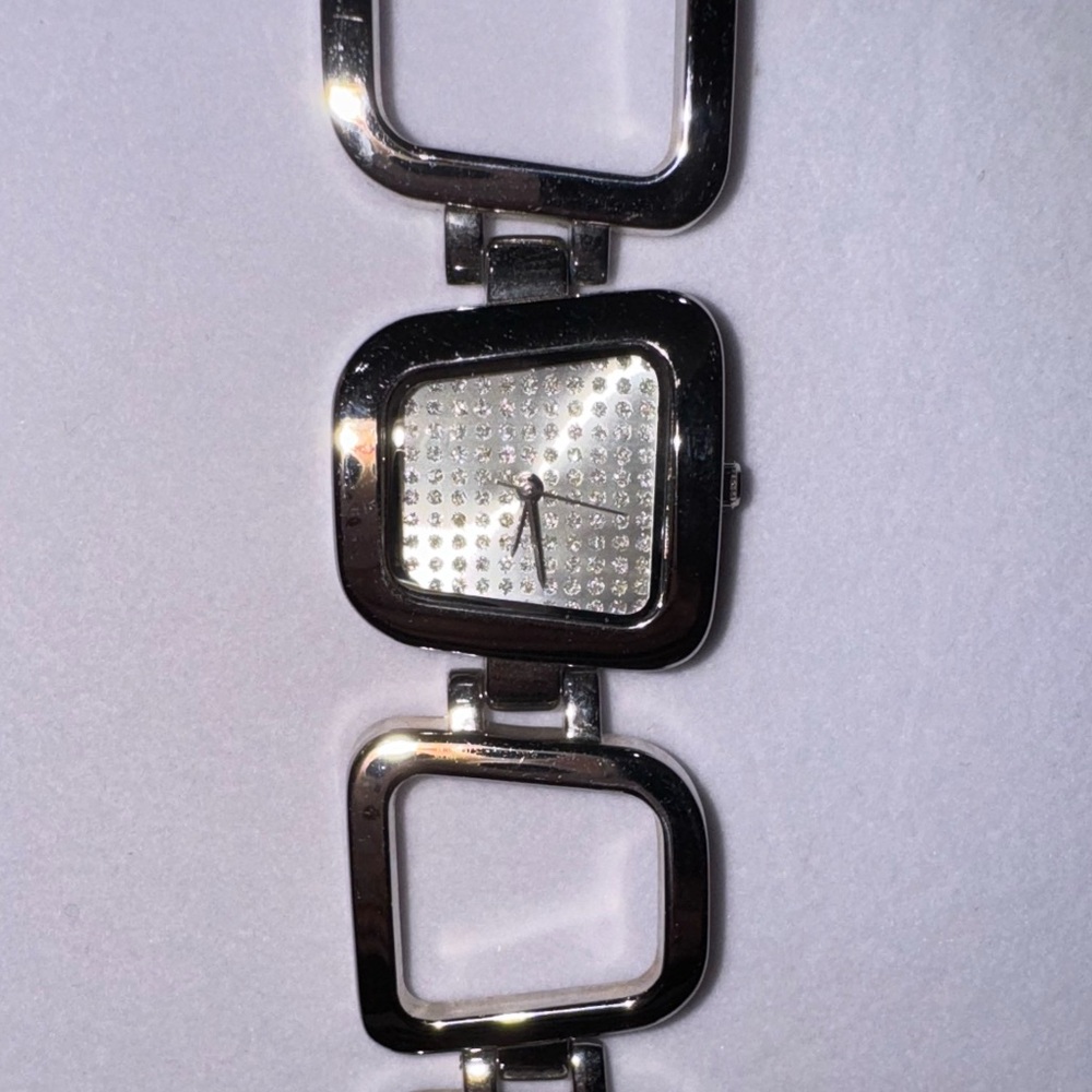Valletta Watch Women Silver Tone Sparkle Glitter Dial